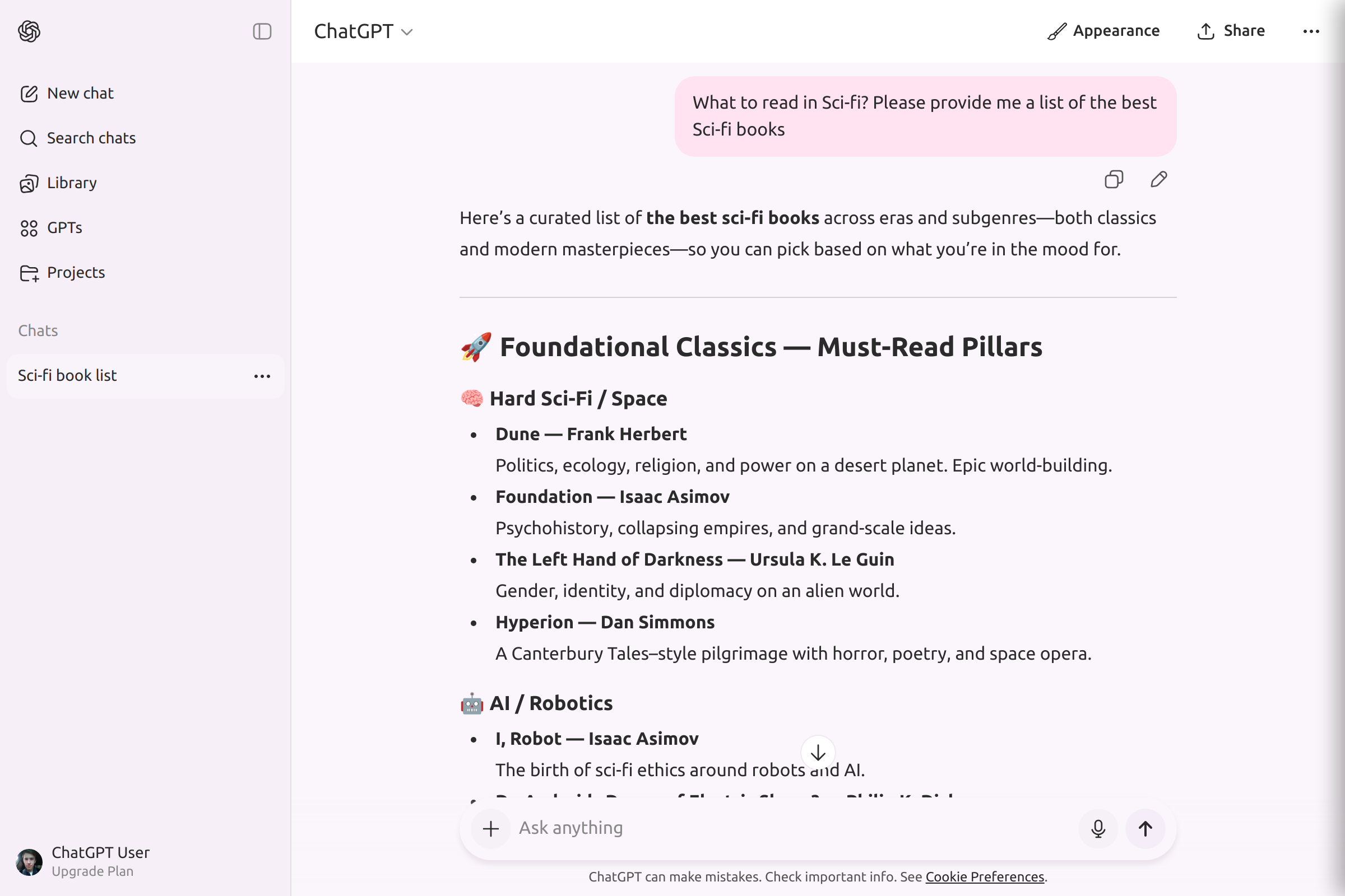 ChatGPT with theme applied