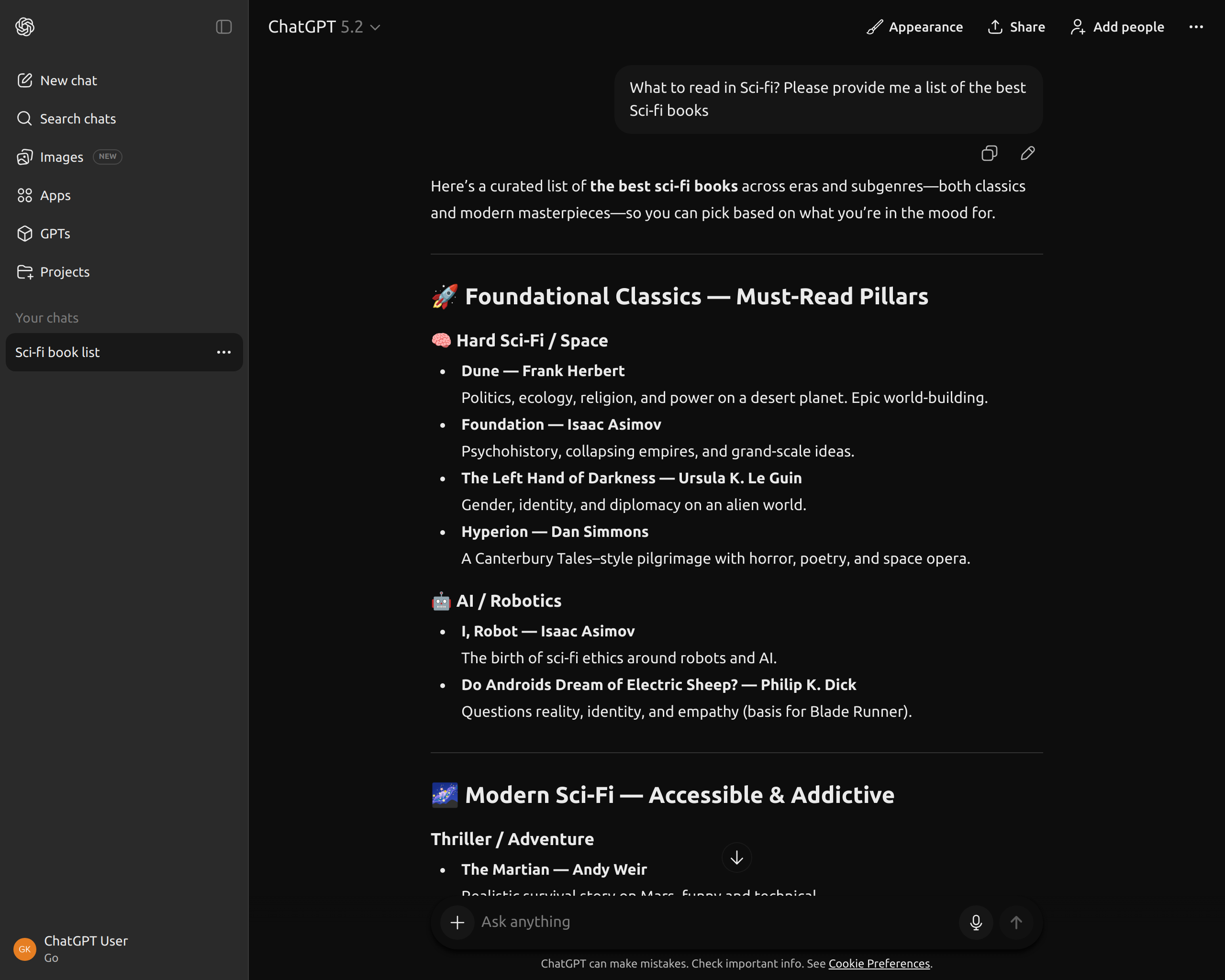 ChatGPT true dark theme interface with deep black background